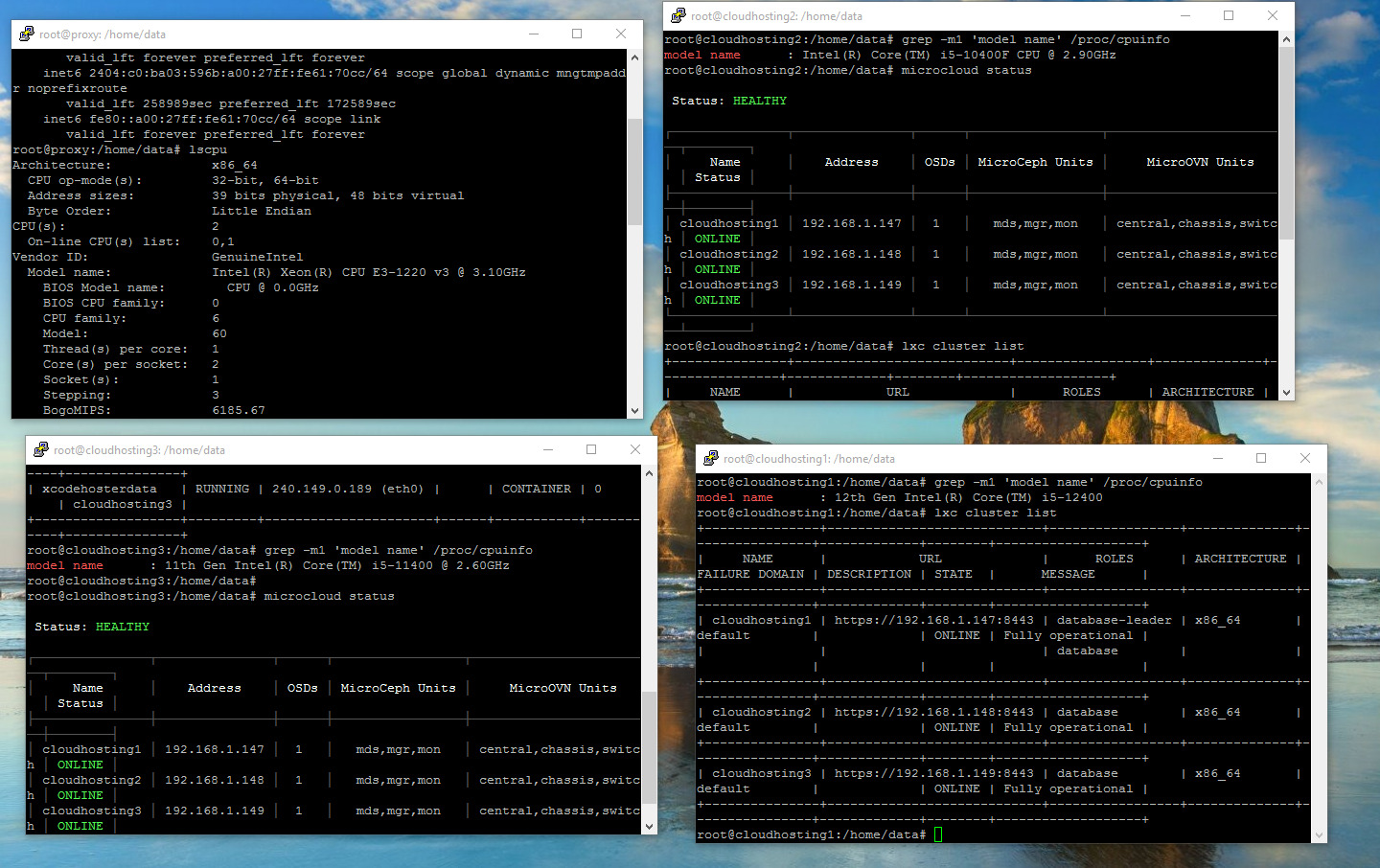 Diagram CPU Tiap Server dan Reverse Proxy